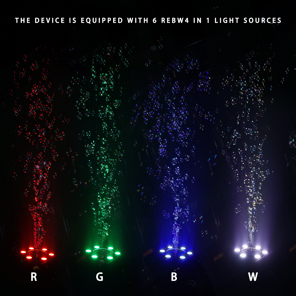 SHEHDS ATMOBURST 90W Bubble Machine with LED 6x4W RGBW Large Foam Output Adjustable Angle