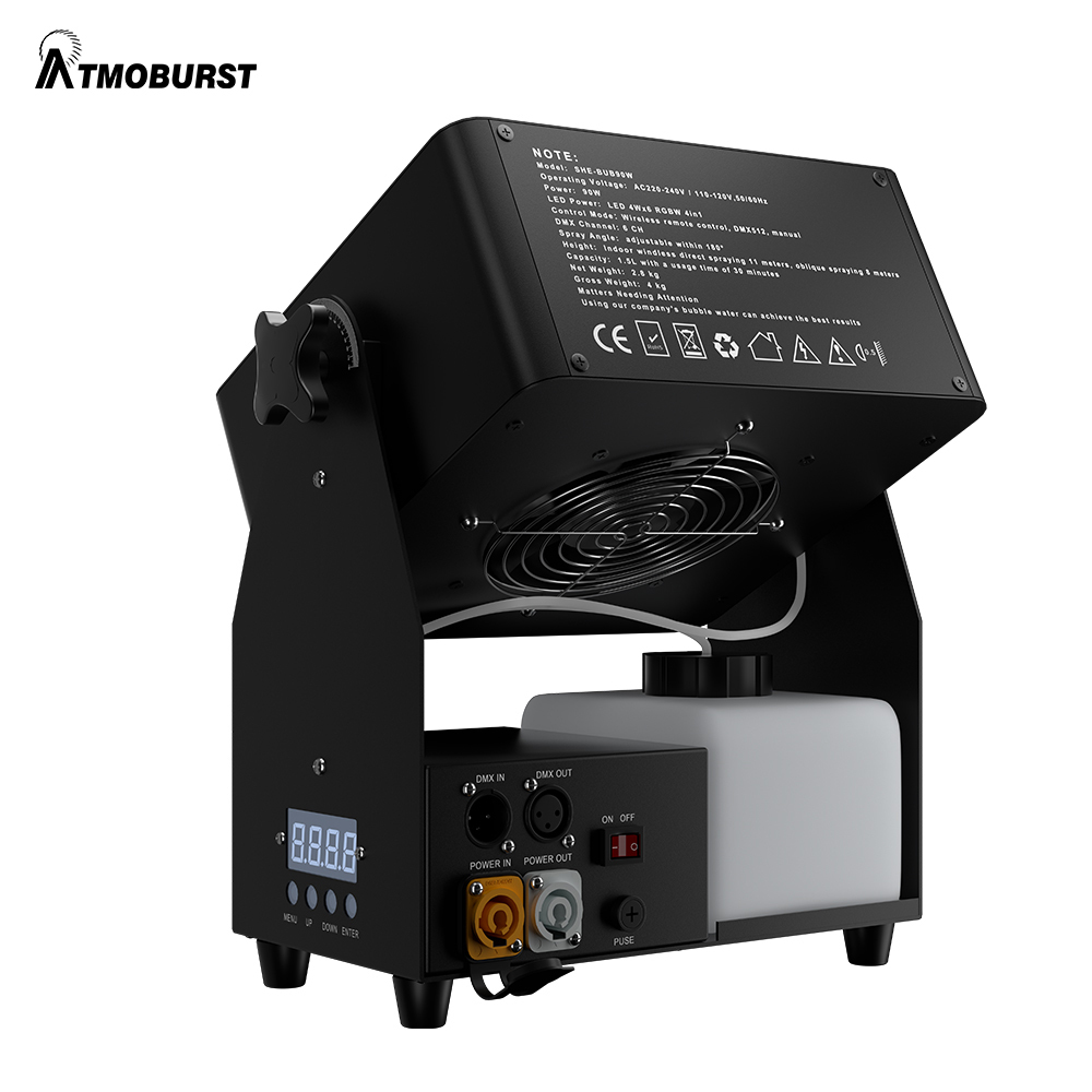 SHEHDS ATMOBURST 90W Bubble Machine with LED 6x4W RGBW Large Foam Output Adjustable Angle