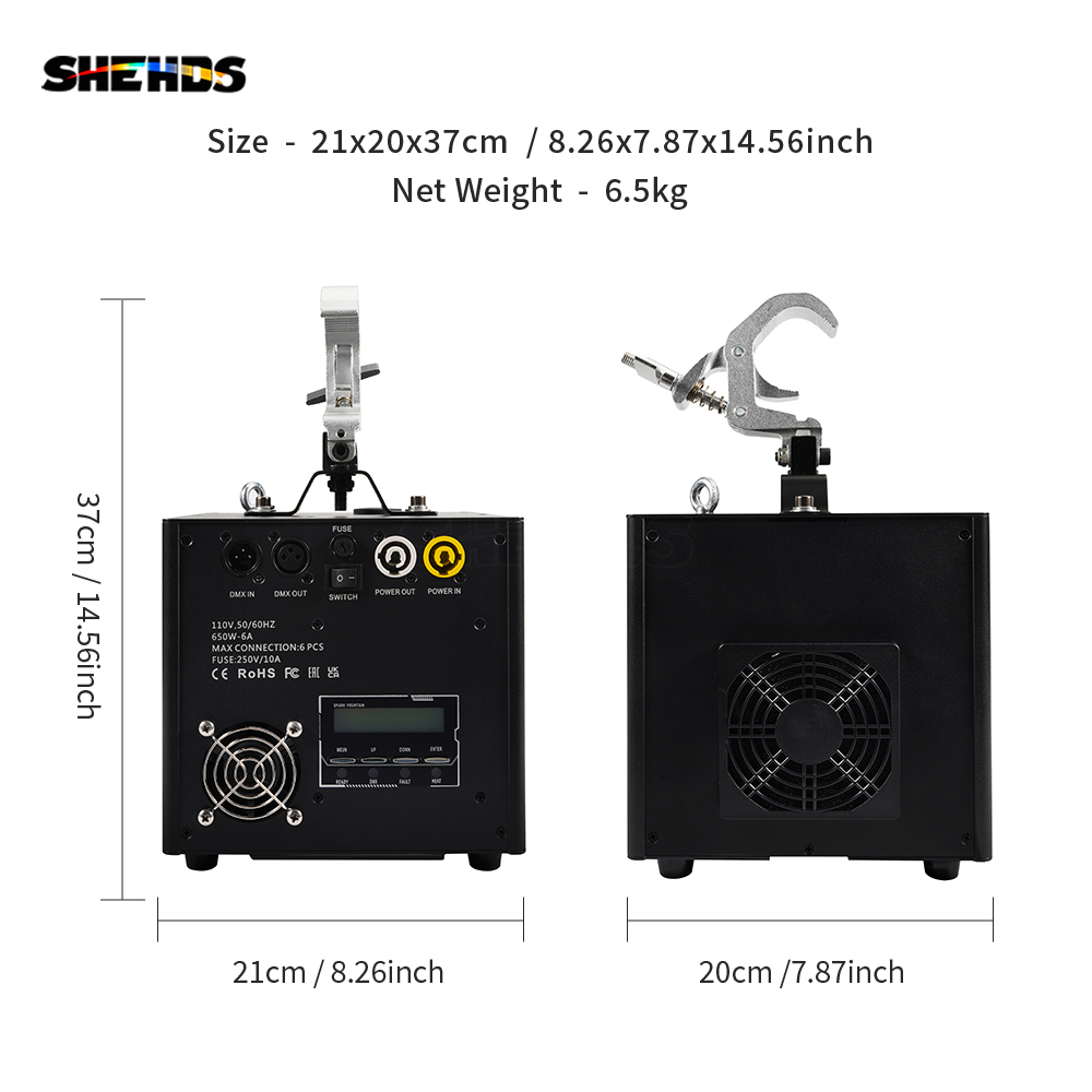 SHEHDS Cold Spark 650W Upside-down Spark machine With Folding Hook For Weeding Concerts DJ Clubs