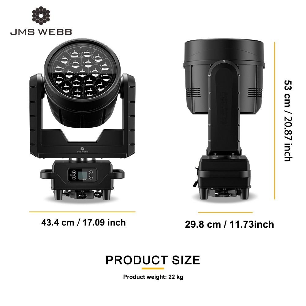 JMS WEBB Waterproof LED 19x40W RGBW Zoom&Beam&Wash Light For Concert Stage Performance Festival Theater