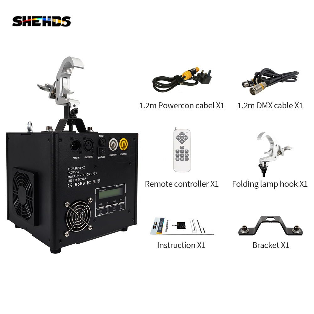 SHEHDS Cold Spark 650W Upside-down Spark machine With Folding Hook For Weeding Concerts DJ Clubs