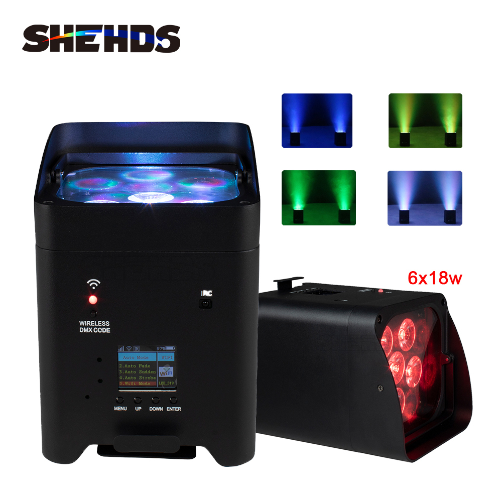 SHEHDS LED  6x18W RGBWA+UV Battery Lighting For DJ Disco