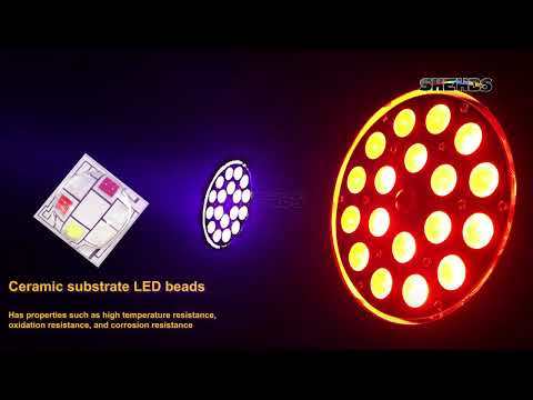 SHEHDS LED Par 18x18W RGBWA+UV 4/6In1 Light For Wedding Gathering Birthday