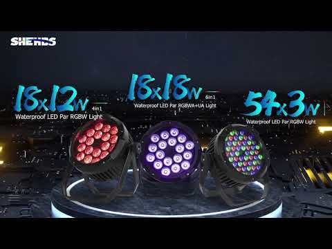 SHEHDS LED Par Light 18x18W 6in1 RGBWA+UV IP65 Waterproof Lighitng For Outdoor DJ Club Wedding