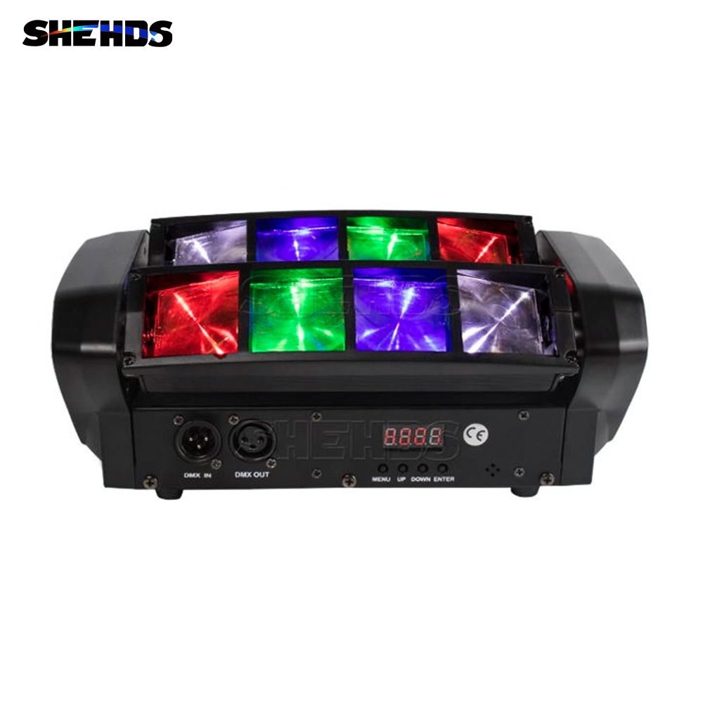 SHEHDS Mini LED Beam 8x6W RGBW Spider Laser Moving Head Lighting For  DJ Show