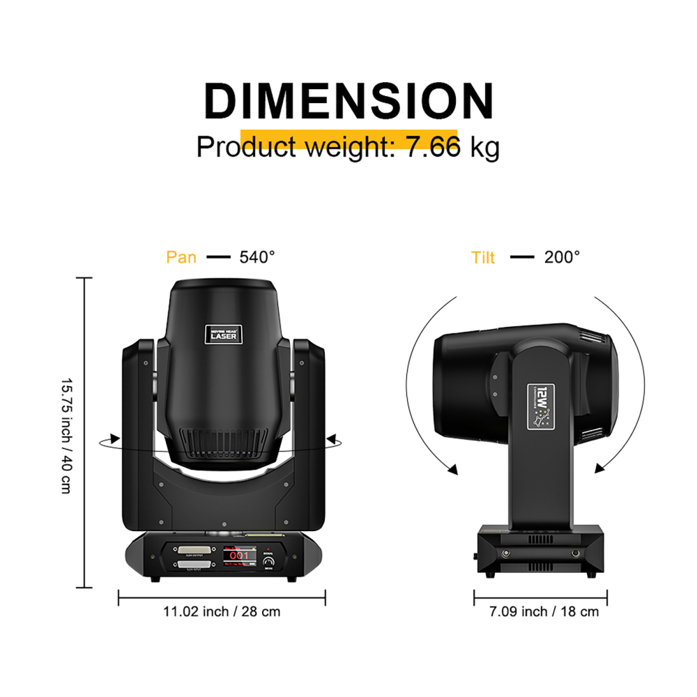 SHEHDS Constellaser 12W Moving Head Laser Light With Ring Effect For Club Wedding Party