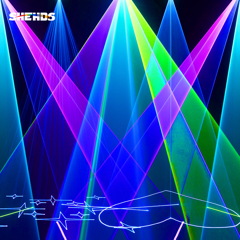 SHEHDS 12W Waterproof RGB Animation High Power Laser Light For Wedding DJ Club Theater Performance Stage