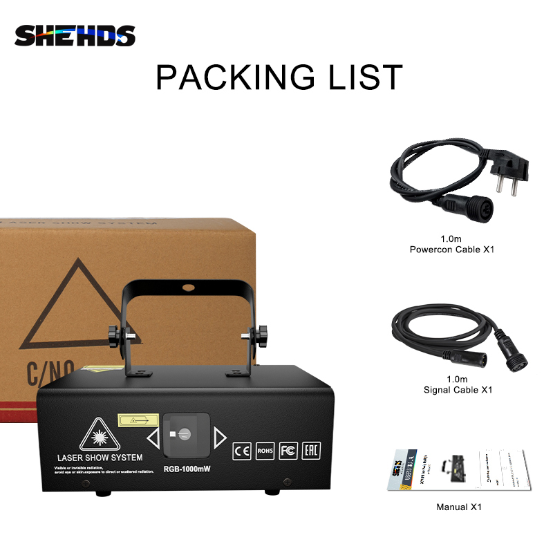SHEHDS New 1W RGB Scan Pattern Laser For Performance Stage DJ Nightclub Wedding