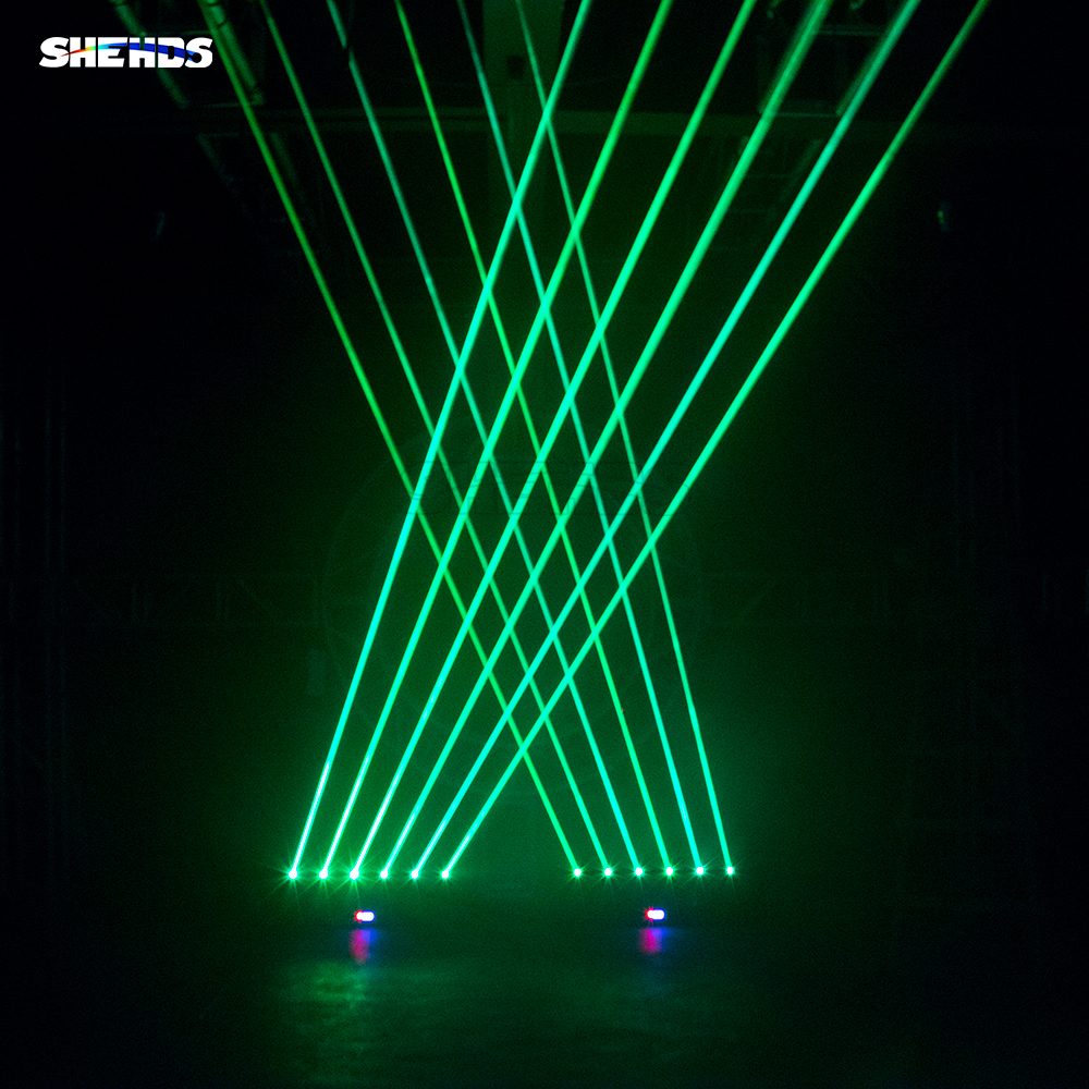 SHEHDS New Laser Moving Head 3000mW RGB 3in1 DMX Scanner Laser Light 6 Head Full Color For Party Disco DJ Bar
