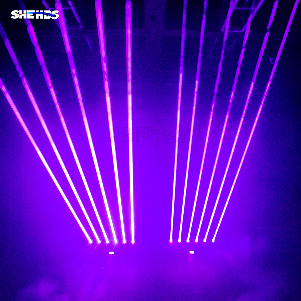 SHEHDS New Laser Moving Head 3000mW RGB 3in1 DMX Scanner Laser Light 6 Head Full Color For Party Disco DJ Bar