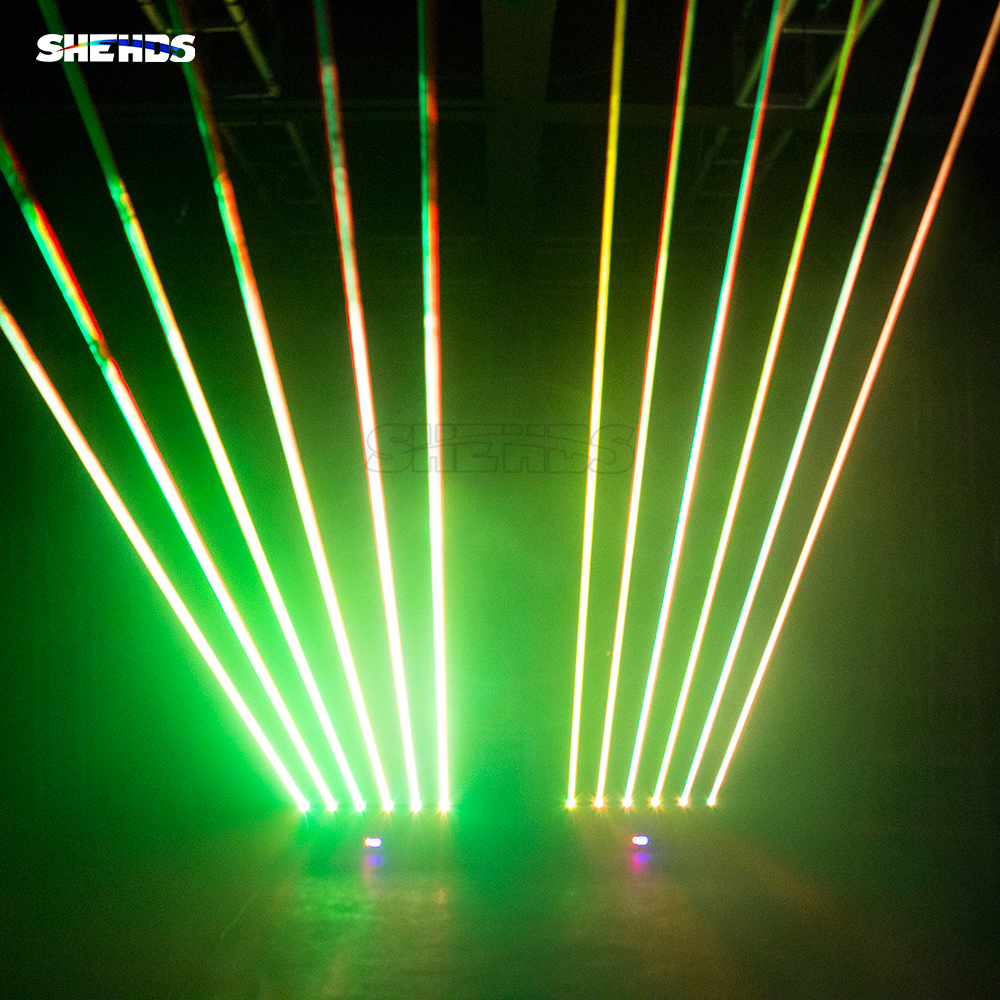 SHEHDS New Laser Moving Head 3000mW RGB 3in1 DMX Scanner Laser Light 6 Head Full Color For Party Disco DJ Bar
