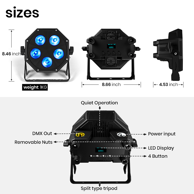 SHEHDS LED GlamoPar 5x12W/7X12W RGBAL+UV Lighting For Wedding Concert Club