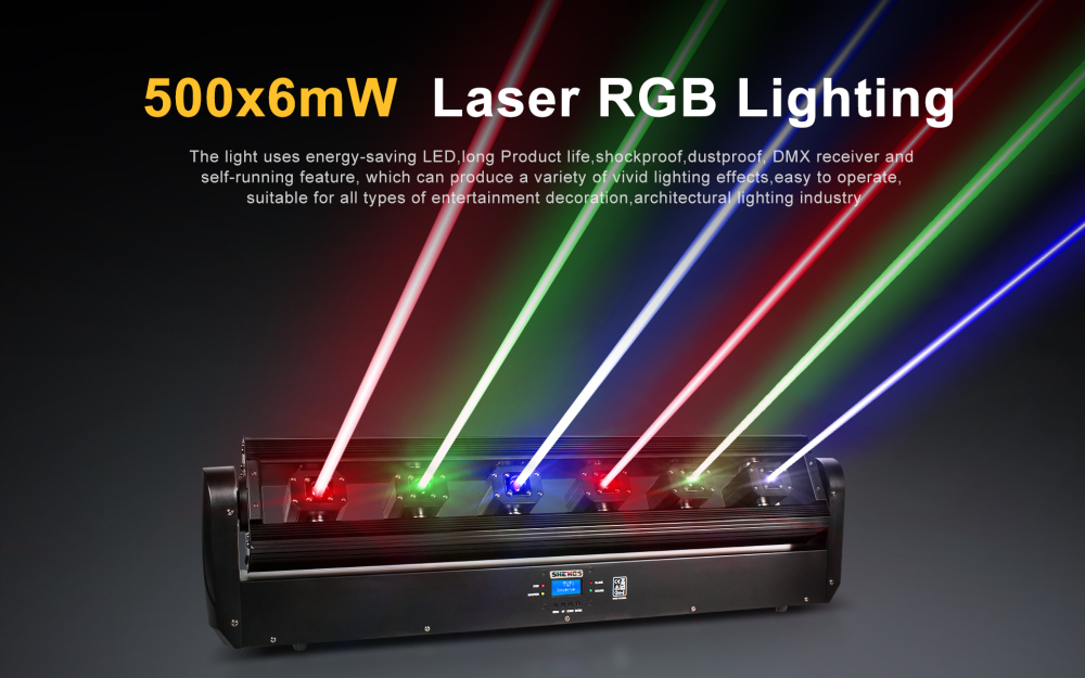 Laser Moving Bar 6x500mw 6 Eyes RGB Stage Effect Beam Moving Head Lighting DJ Party Disco Wedding Stage