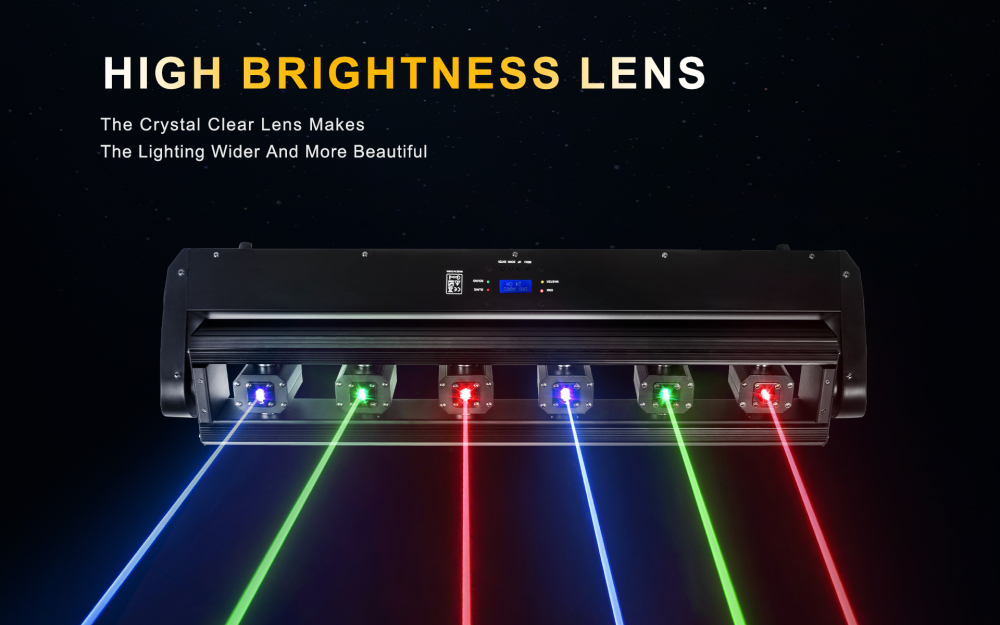 Laser Moving Bar 6x500mw 6 Eyes RGB Stage Effect Beam Moving Head Lighting DJ Party Disco Wedding Stage