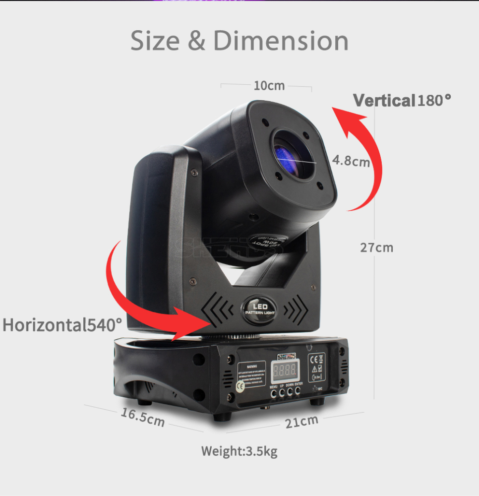 SHEHDS LED Spotlight 80W With 3-Prism Gobo Moving Head Light Party Dj Equipment For DJ Disco Night Club