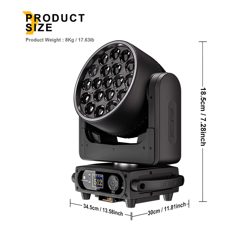 SHEHDS LED Beam+Wash 19x15W RGBW Zoom Lighting For Musical Theater Dance Hall