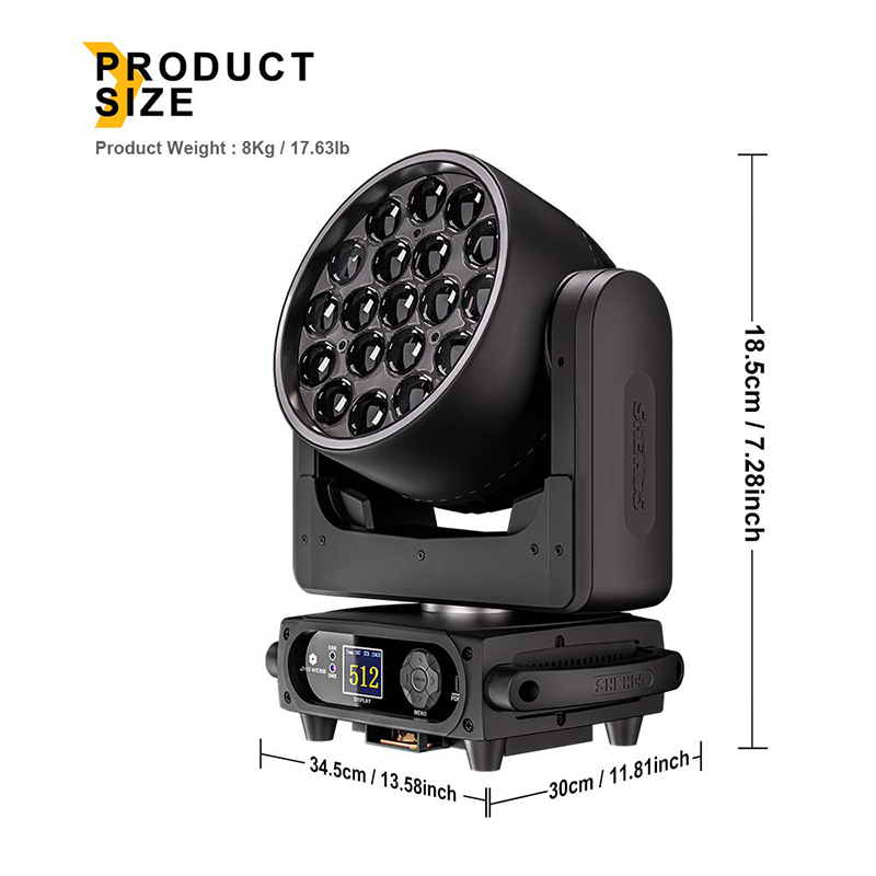JMS WEBB LED Beam+Wash 19x20W RGBWAUV Zoom Lighting for Church Wedding Concert
