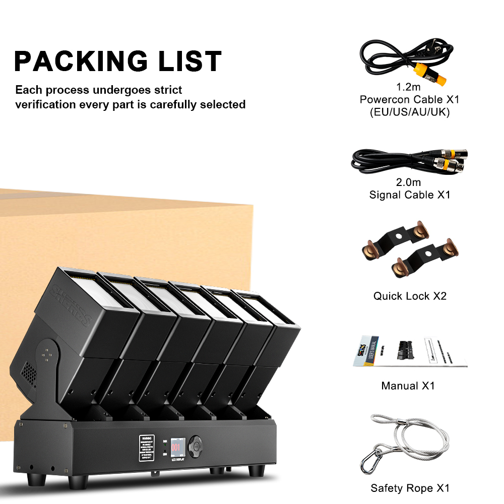 GalaxyJet LED Beam 6x60W RGBW Moving head Matrix Lighting with Ring for Church DJ