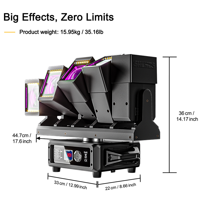 GalaxyJet LED Beam 5x60W RGBW Moving head Matrix Lighting with Ring For Club Party