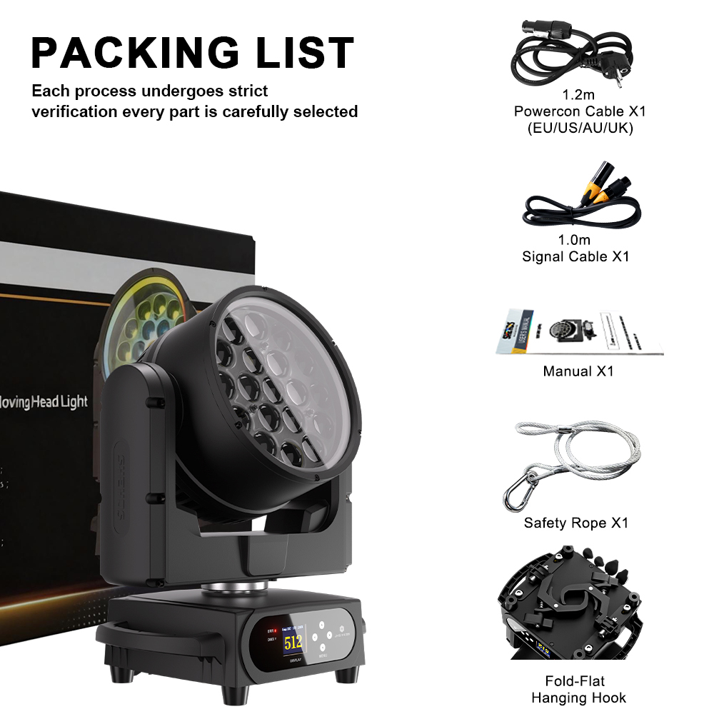 JMS WEBB Waterproof LED Beam+Wash 19x25W RGBW Zoom Lighting for Night club DJ