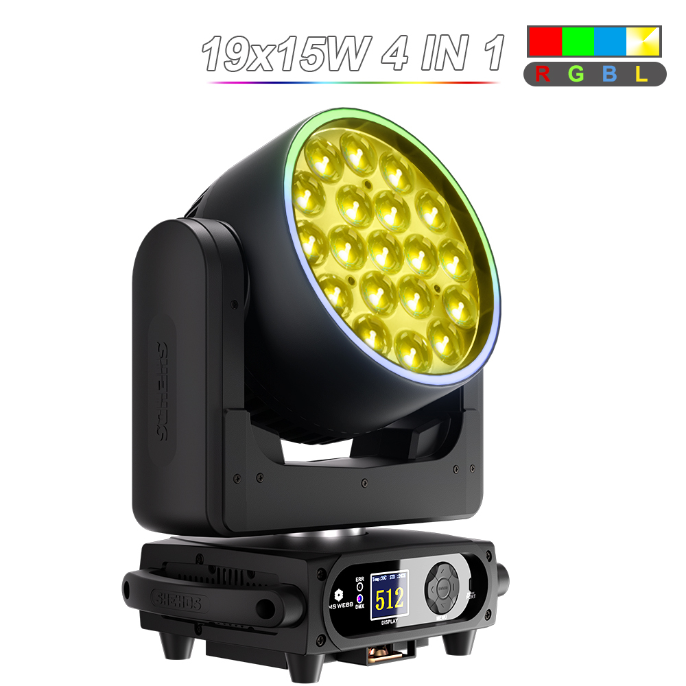 JMS WEBB New Version LED Beam+Wash 19x15W RGBW/RGBL Zoom Lighting For Musical Theater Dance Hall
