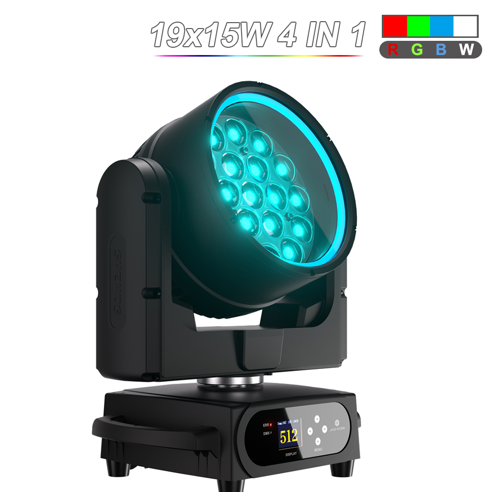 JMS WEBB Waterproof LED Beam+Wash 19x15W RGBW/RGBL Zoom Lighting for Night club DJ