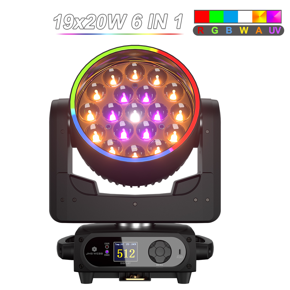 JMS WEBB New LED Beam+Wash 19x20W RGBWAUV/RGBLAC Zoom Lighting for Church Wedding Concert