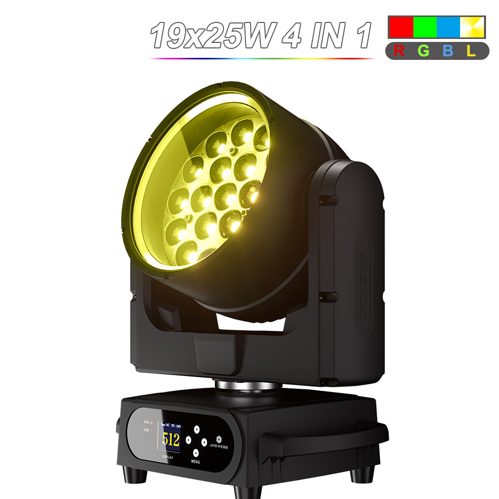 JMS WEBB Waterproof LED Beam+Wash 19x25W RGBW/RGBL Zoom Lighting for Night club DJ