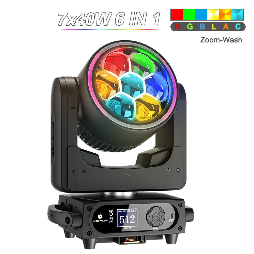 JMS WEBB New LED Zoom Beam+Wash 7x40W RGBW/RGBL/RGBLAC  Light For Wedding