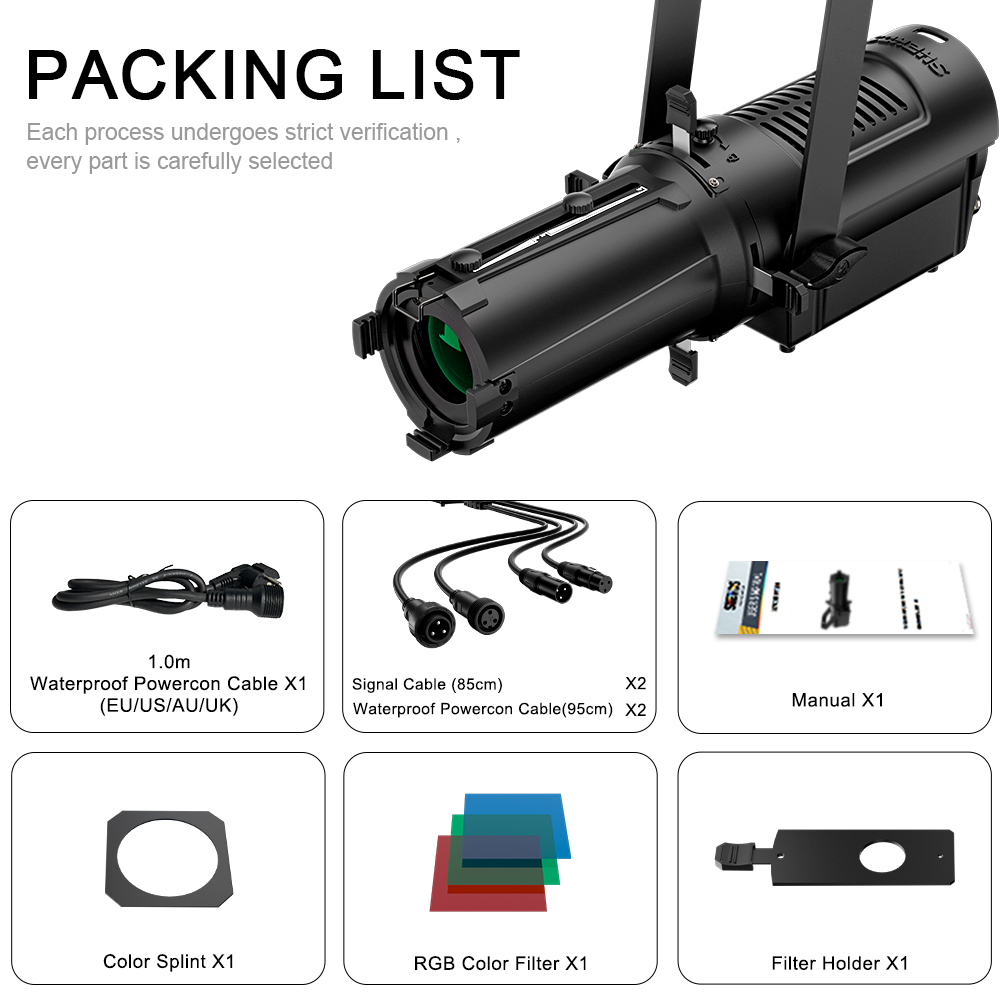 SHEHDS LED 100W Optical Zoom LEKO Warm+Cool White Profile Spotlight