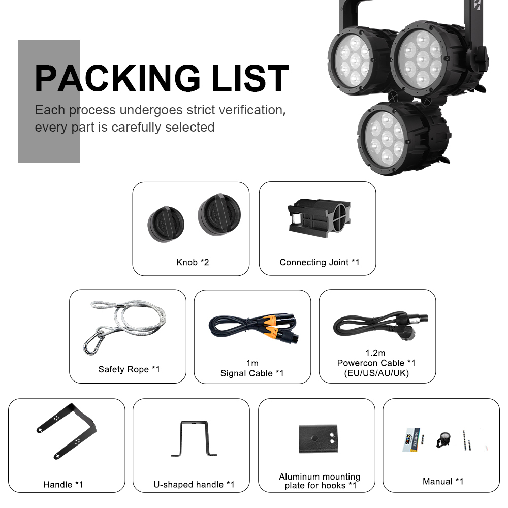 SHEHDS 7x18W RGBWA+UV&RGBLAC Waterproof Linkable LED Par Light with Mobile App Control For Concert Outdoor