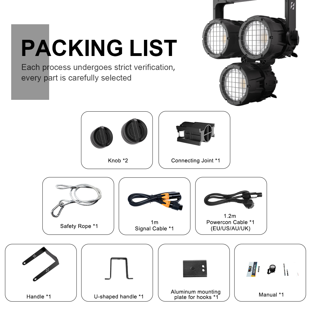 SHEHDS 150W Waterproof Linkable COB RGBLAC Par Light with Mobile App Control