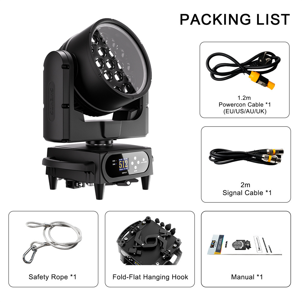 (App control) 19X15W/20W/25W  Waterproof LED Zoom & Wash with Pixels Moving Head