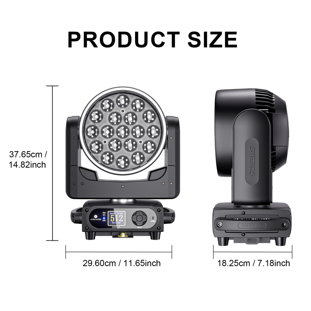 (App control) 19X15W/20W/25W  LED Zoom & Wash with Pixels Moving Head