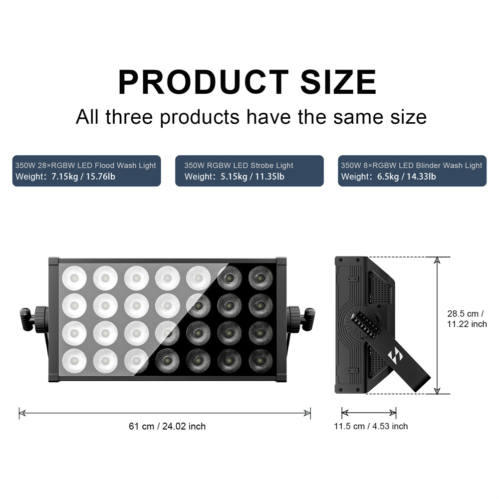 Shehds LED 350W 28Pcs Flood & 8Pcs Blinder & Strobe Light For DJ Party Concert