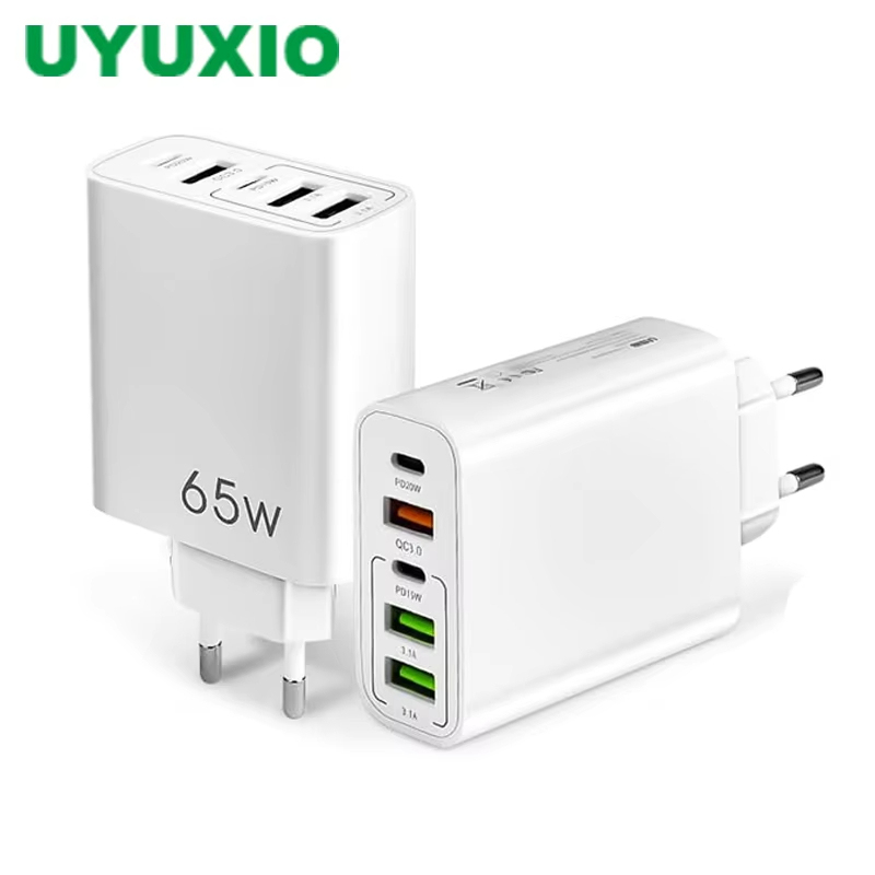 UYUXIO 65W Fast CHARGING Wall Adapter 5 in 1 พอร์ต USB C ชาร์จโทรศัพท์สําหรับ iPhone 16 15 PRO MAX PLUS Samsung iPad โทรศัพท์ทั้งหมด