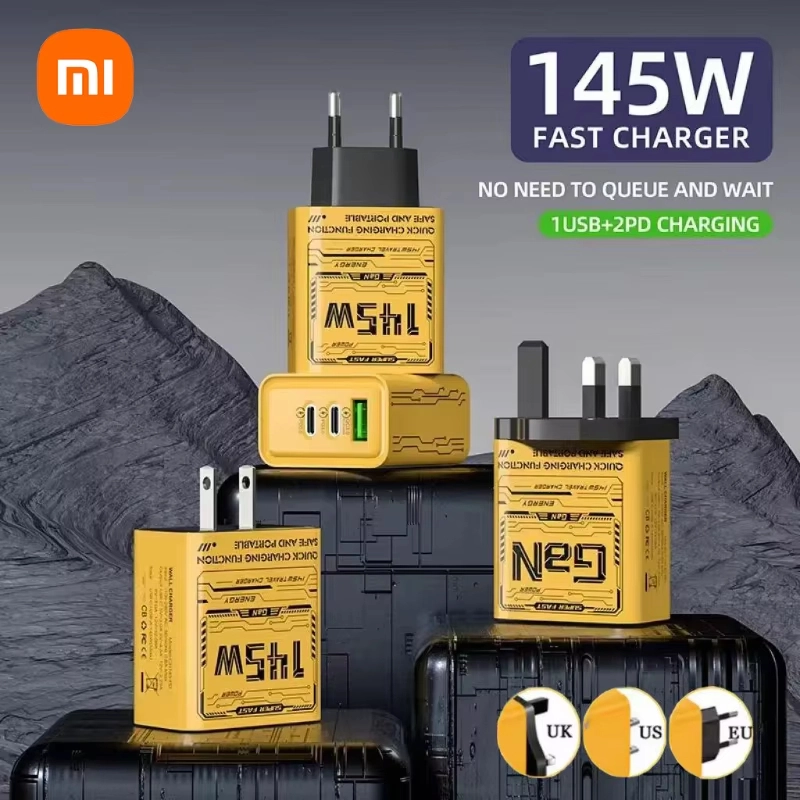 Xiaomi 145W PD USB Charger Super Quick Charge Fast โทรศัพท์ Charger Adapter สําหรับ iPhone Samsung Huawei Xiaomi 3 พอร์ต EU/US/UK Plug