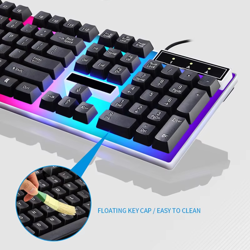 Gamer คีย์บอร์ดและเมาส์ Combo ชุด RGB LED 104 คีย์คีย์บอร์ดเมาส์สําหรับโน๊ตบุ๊คแล็ปท็อปเดสก์ท็อปพีซีแท็บเล็ต