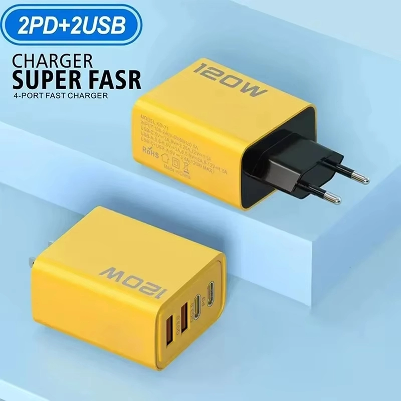 4 พอร์ต 120W USB C PD Charger Quick Charge 3.0 Fast CHARGING Type C USB Travel อะแดปเตอร์ชาร์จโทรศัพท์สําหรับ iPhone Samsung Xiaomi