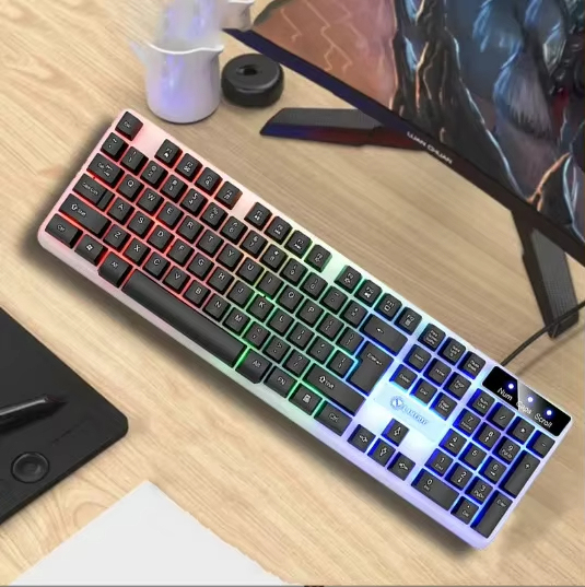 Doctor Denton Floating Rainbow Backlight คีย์บอร์ดแบบมีสายเมาส์ชุด DIY คอมพิวเตอร์ประกอบเหมาะสําหรับ GAMING Office