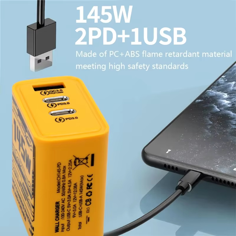 Xiaomi 145W PD USB Charger Super Quick Charge Fast โทรศัพท์ Charger Adapter สําหรับ iPhone Samsung Huawei Xiaomi 3 พอร์ต EU/US/UK Plug