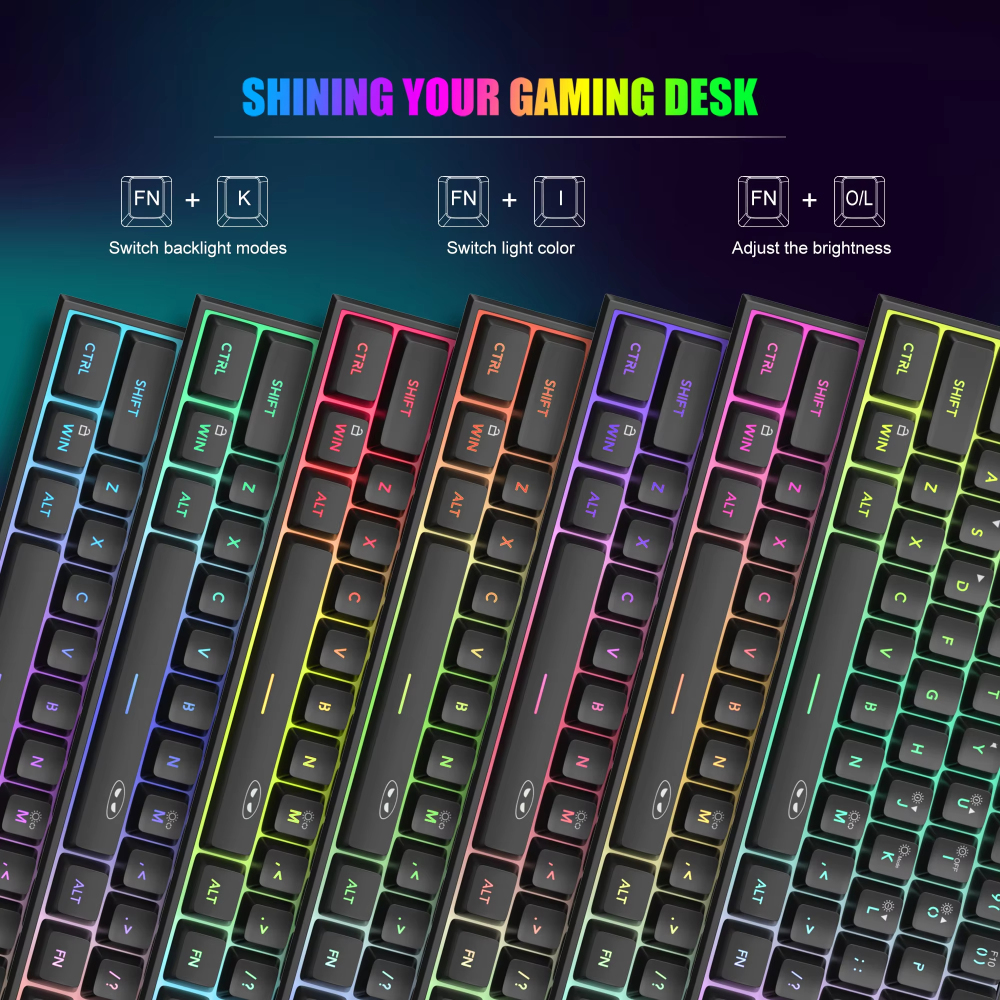 MageGee Mini 60% คีย์บอร์ดเกม, RGB Backlit 61 คีย์คีย์บอร์ดขนาดกะทัดรัดพิเศษ, TS91 Ergonomic กันน้ํา Mechanical Feeling Office