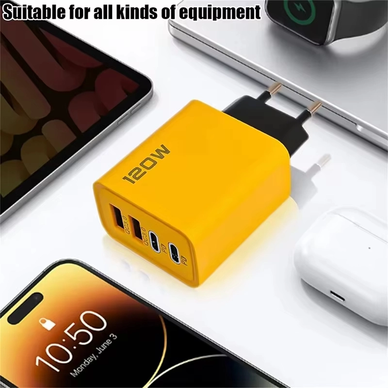 4 พอร์ต 120W USB C PD Charger Quick Charge 3.0 Fast CHARGING Type C USB Travel อะแดปเตอร์ชาร์จโทรศัพท์สําหรับ iPhone Samsung Xiaomi