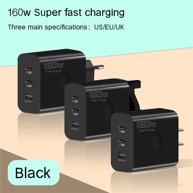 ที่ชาร์จ USB 160W USB Type C อะแดปเตอร์ชาร์จเร็ว3.0 PD ที่ชาร์จโทรศัพท์มือถือสำหรับ iPhone Samsung Xiaomi redmi OPPO
