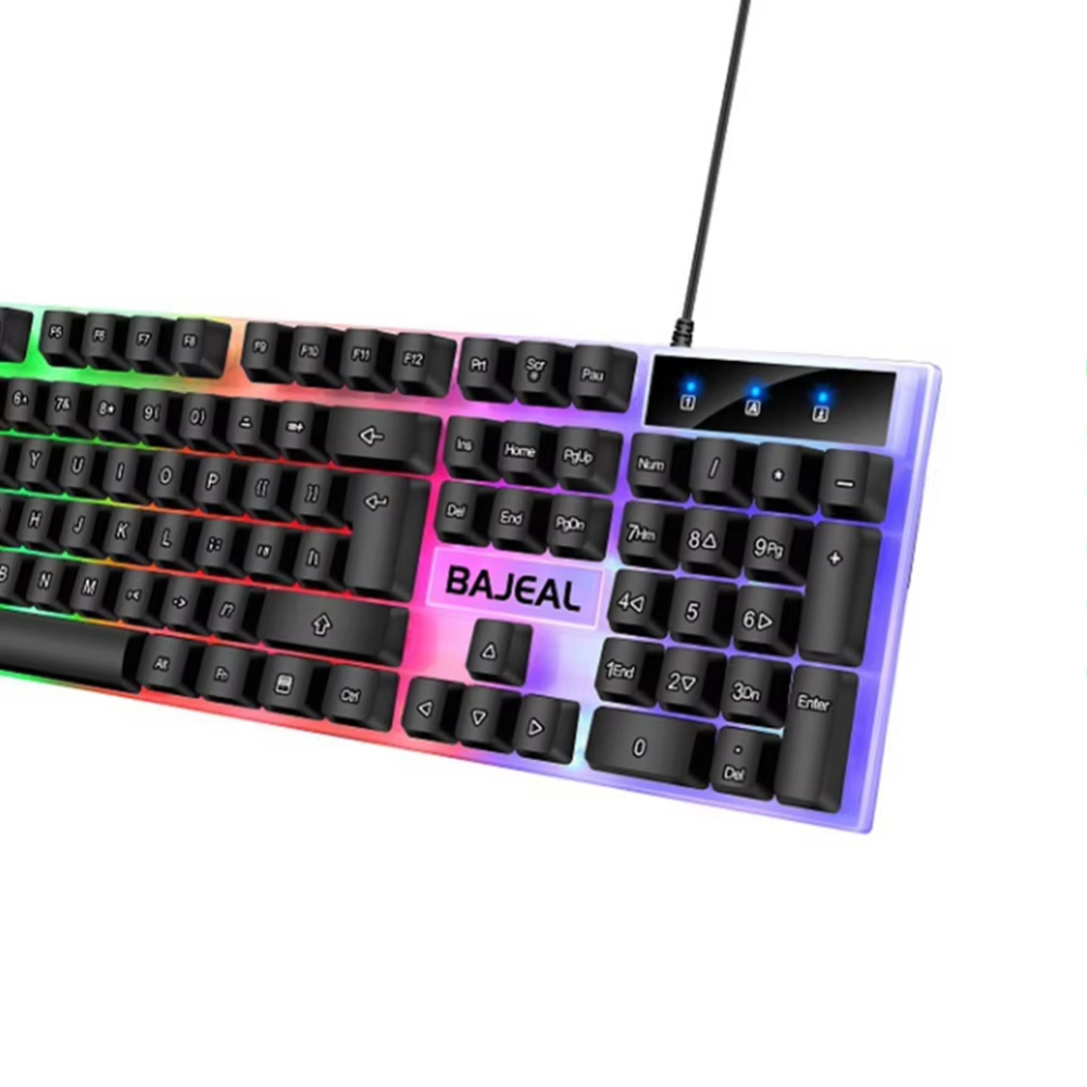 คีย์บอร์ดกลไก Keyboard Gaming RGB 98ปุ่มสายเคเบิล USB ยาว1.5ม. คีย์บอร์ดแบบมีสายเจ็ดสีสำหรับนักเล่นเกมคอมพิวเตอร์แล็ปท็อป