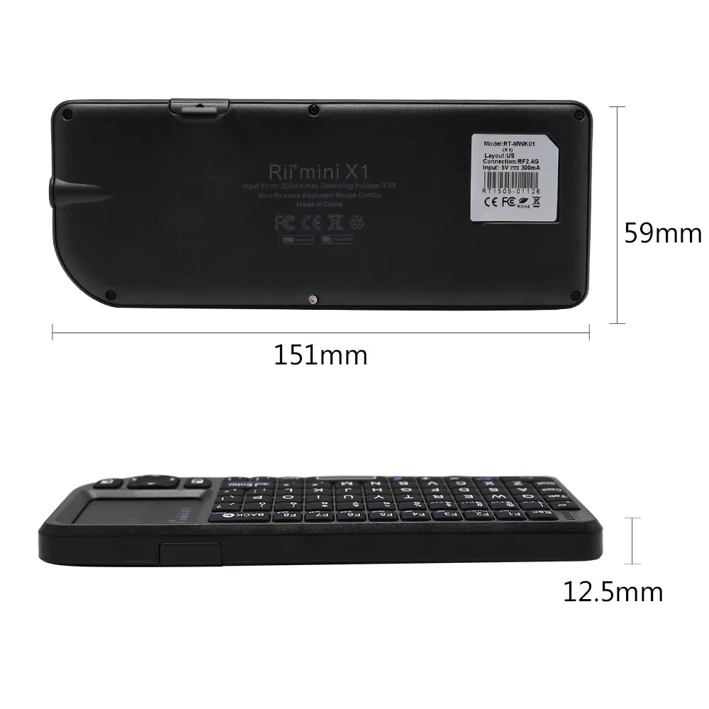 Rii X1 2.4GHz ไร้สายขนาดเล็กแป้นพิมพ์ภาษาอังกฤษ/ES/FR คีย์บอร์ดทัชแพดสำหรับ Android TV Box/PC/แล็ปท็อป