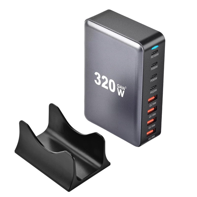 ที่ชาร์จ GAN 320W GAN USB C เดสก์ท็อป8-พอร์ตที่ชาร์จเร็ว USB Type C 3.0ชาร์จเร็วสำหรับ iPhone15 14 Samsung