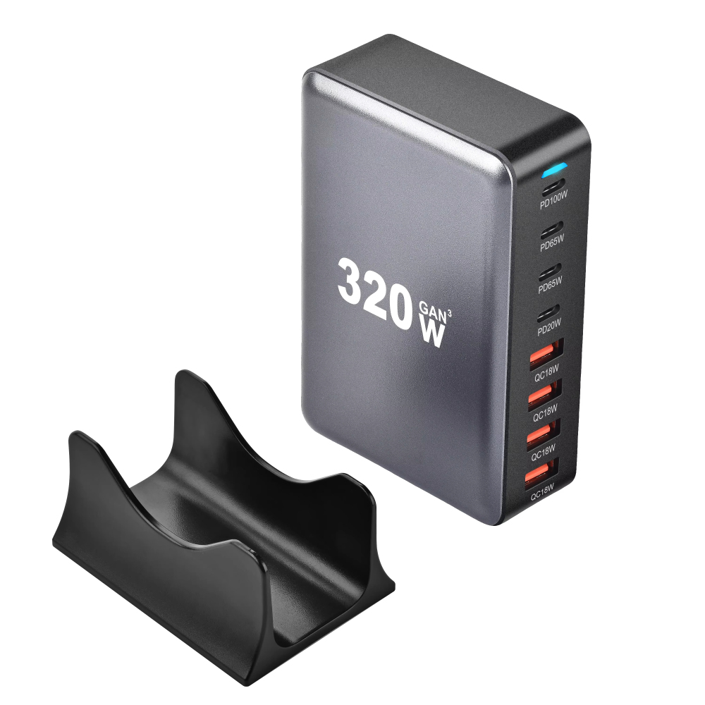 ที่ชาร์จ GAN 320W GAN USB C เดสก์ท็อป8-พอร์ตที่ชาร์จเร็ว USB Type C 3.0ชาร์จเร็วสำหรับ iPhone15 14 Samsung