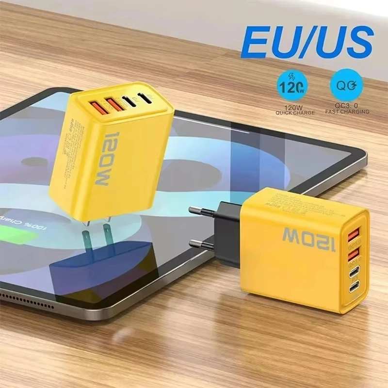 4 พอร์ต 120W USB C PD Charger Quick Charge 3.0 Fast CHARGING Type C USB Travel อะแดปเตอร์ชาร์จโทรศัพท์สําหรับ iPhone Samsung Xiaomi