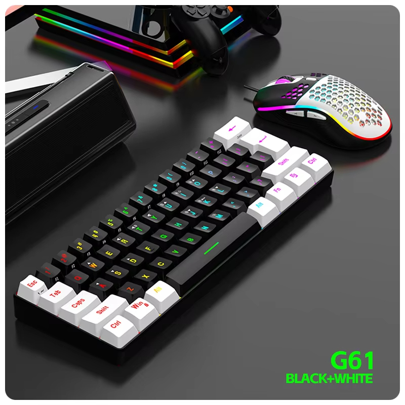 คีย์บอร์ดเกมแบบมีสาย 60%, คีย์บอร์ดขนาดเล็กกะทัดรัดพิเศษแสงพื้นหลัง RGB, คีย์บอร์ด 61 คีย์ขนาดเล็กกันน้ําสําหรับนักเล่นเกมพีซี/Mac